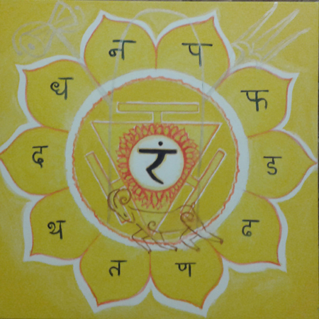 Manipura or Lumbar Chakra_acrylics on canvas painting by meenal