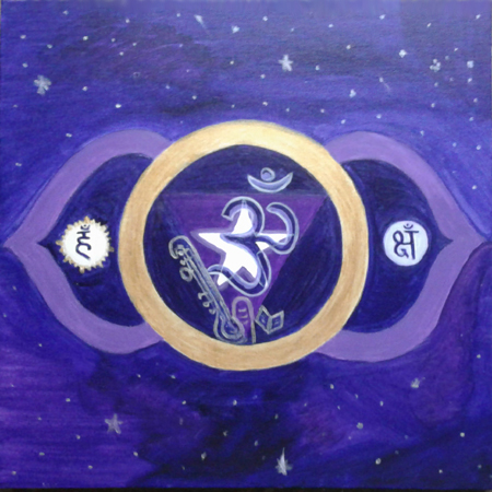 Agnya or third-eye Chakra_acrylics on canvas painting by meenal