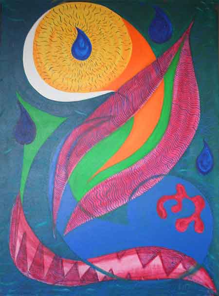 rippled_acrylics on canvas painting in bold colors by meenal